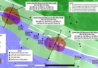 Map of Eureka Zone geology, resource, and drill hole locations.