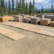 558.7 meters of mineralized drill core laid out on display at Snowline’s camp.