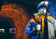 Underground miner N95 mask Covid 19 hardhat hammer PPE interesting times