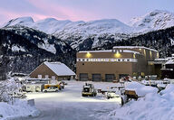 Winter view of facility that houses mill at the Premier gold-silver project.