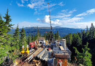 A drill tests for gold and silver during a sunny summer day at Eskay Creek.