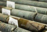 A box of core from drilling at the Ferguson Lake critical minerals project.