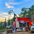 Drill test for gold near sunset on a long summer day north of Fairbanks, Alaska.