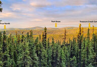 A fall view of the True North and Fort Knox gold mines in the distance.