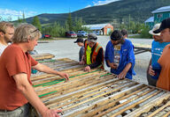 Klondike Gold President and CEO Peter Tallman showing samples.