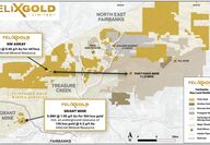 Map of Felix’s claims in relation to other gold properties near Fairbanks.