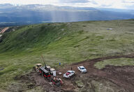 Drill tests for gold and silver on a large treeless saddle in Northern BC.