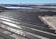 An aerial photo of Rio Tinto’s completed Diavik solar farm.