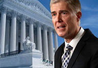 Justice Neil Gorsuch and the U.S. Supreme Court building.